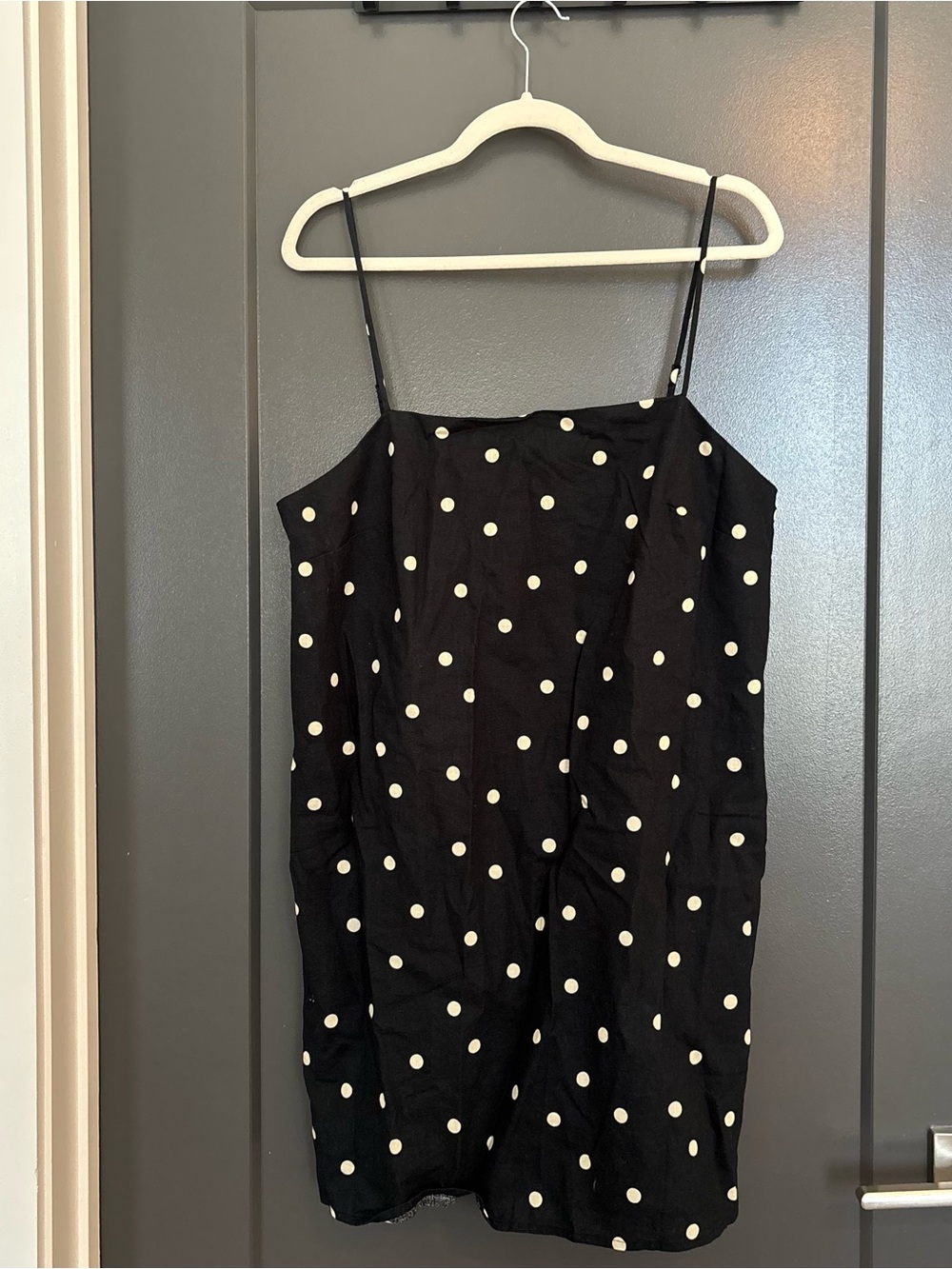 H&M Black White Polka Dot Spaghetti Strap Dress L NWT